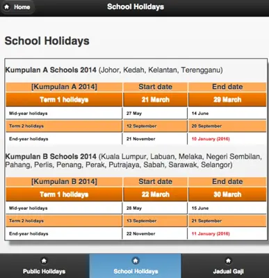 Malaysia Public Holiday 2015 android App screenshot 0